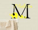 Customized Name Wall Stickers Elephant Initial Letter Vinyl Wall Art Decal